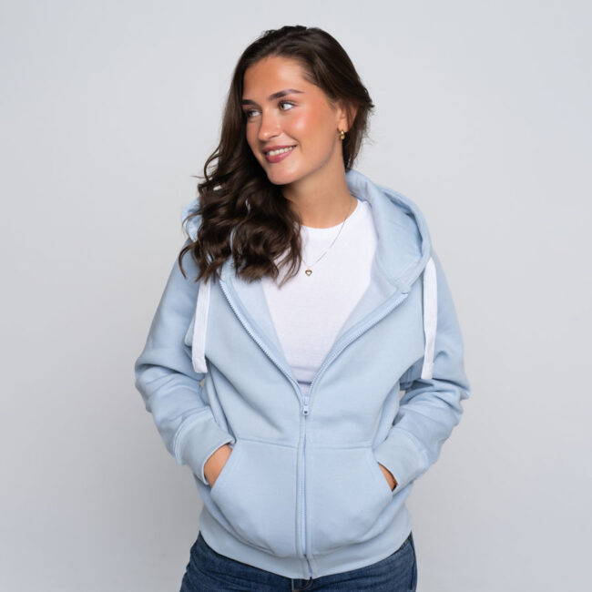 Zip Hoodie Dame Lyseblå