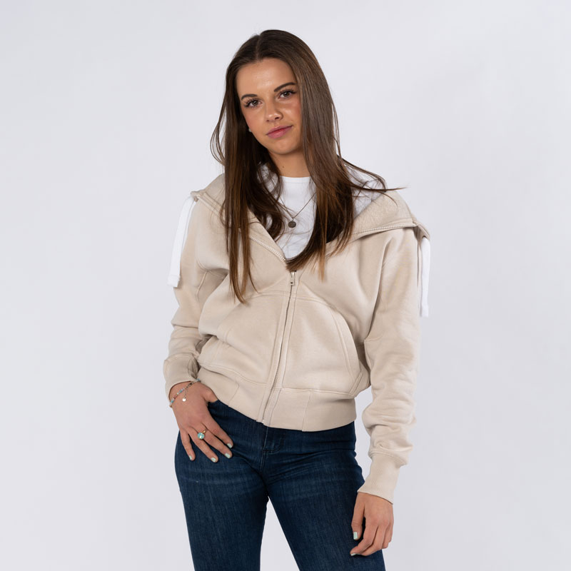 Zip Hoodie Dame Beige